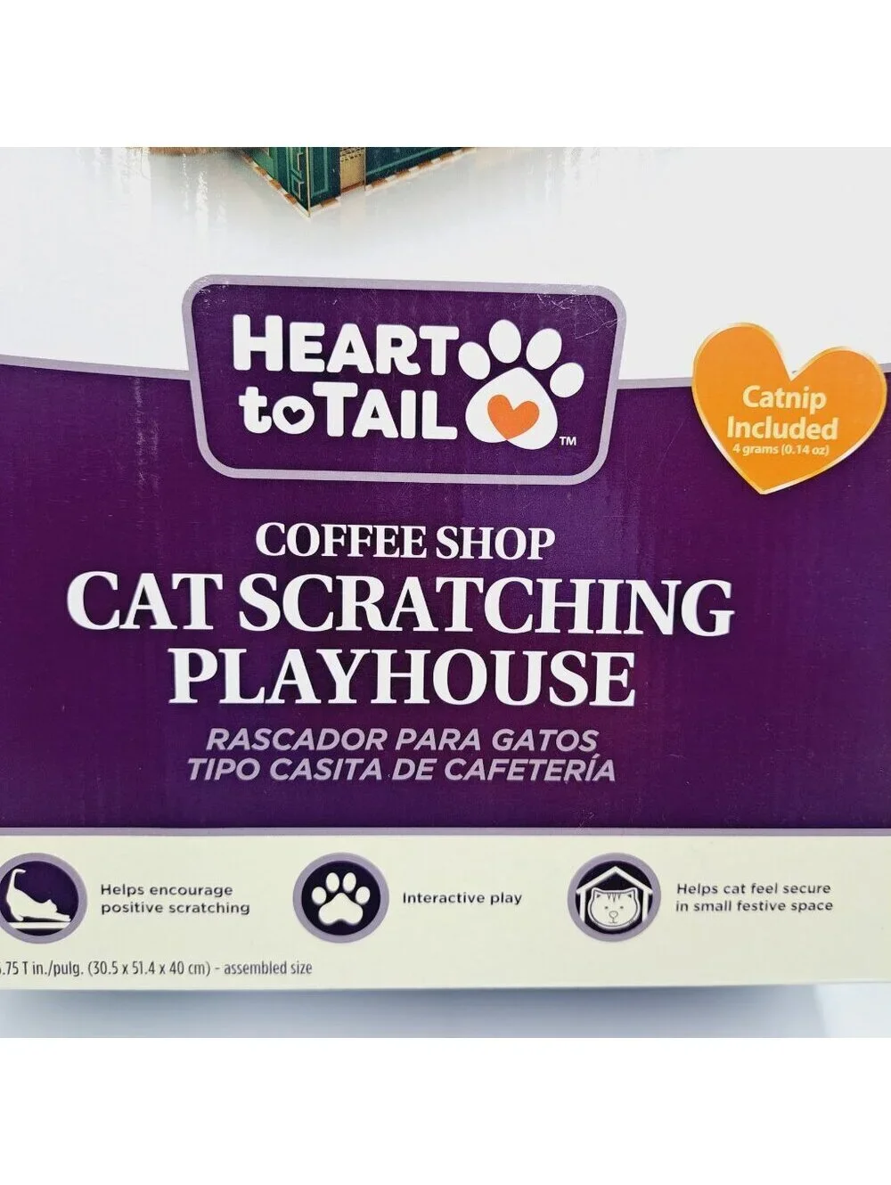 Coffee Shop Bistro Cat or Small Animal Playhouse with Cardboard Scratching Board